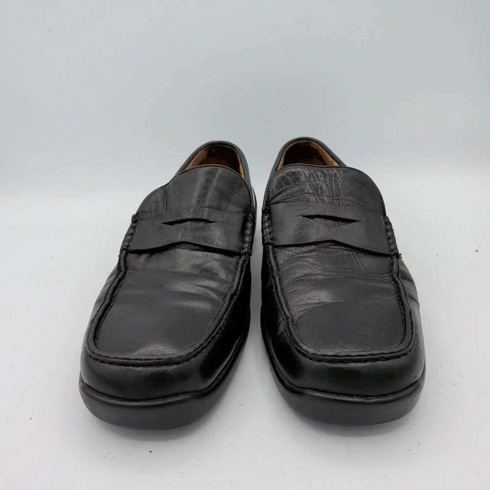 Bally Fisto Mens Black Leather Penny Loafers Size‎ 7.5 D Made in Italy Slip On